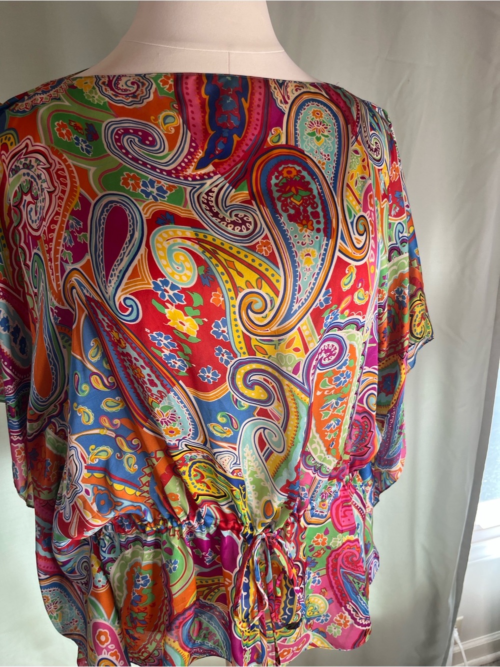 Lauren Ralph Lauren Vibrant Paisley Silk Top in Pink, Green, Blue